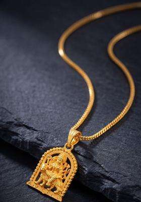 Gold-Plated Geometric Pendants with Chains for Men & Women | Traditional Temple Jewellery for Wedding & Festive Wear | Festive Gift