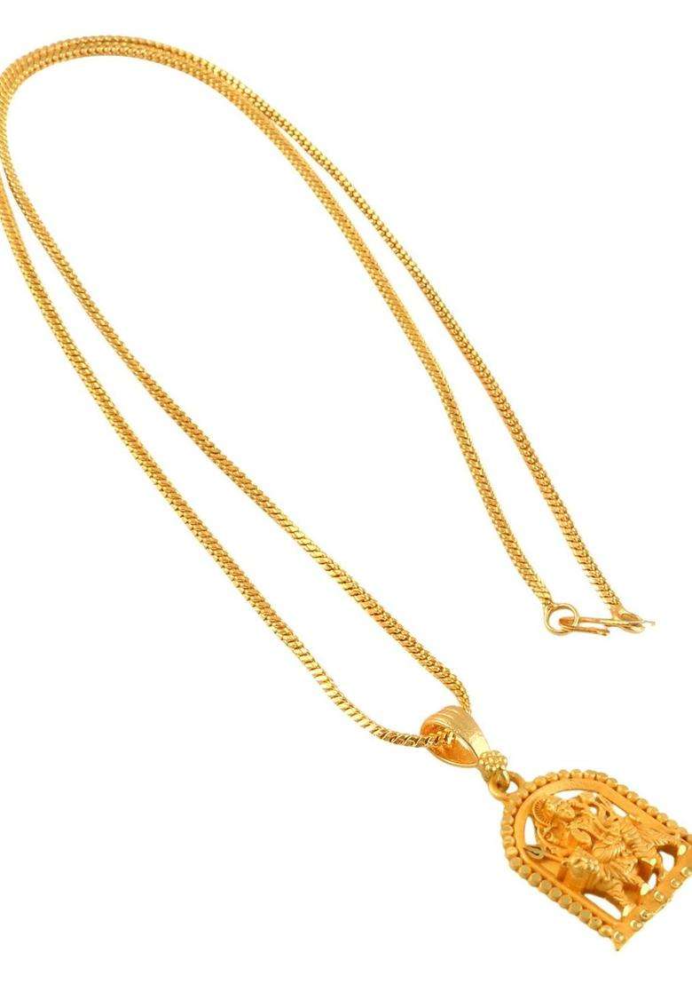 Gold-Plated Geometric Pendants with Chains for Men & Women | Traditional Temple Jewellery for Wedding & Festive Wear | Festive Gift - Indya