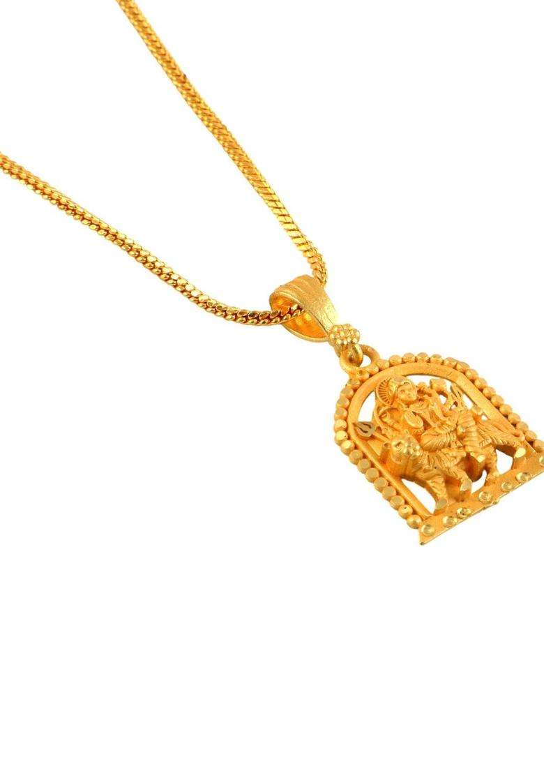 Gold-Plated Geometric Pendants with Chains for Men & Women | Traditional Temple Jewellery for Wedding & Festive Wear | Festive Gift - Indya