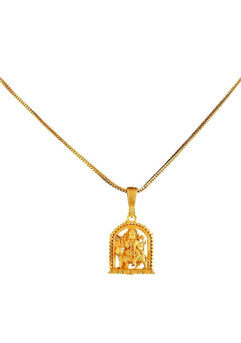 Gold-Plated Geometric Pendants with Chains for Men & Women | Traditional Temple Jewellery for Wedding & Festive Wear | Festive Gift - Indya