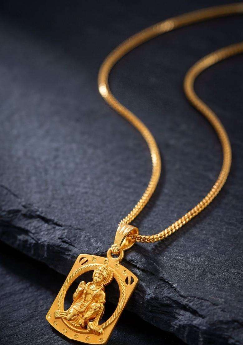 Gold-Plated Geometric Pendants with Chains for Men & Women | Traditional Temple Jewellery for Wedding & Festive Wear | Festive Gift - Indya