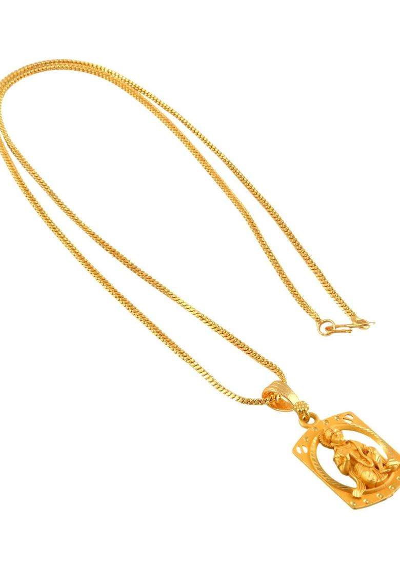 Gold-Plated Geometric Pendants with Chains for Men & Women | Traditional Temple Jewellery for Wedding & Festive Wear | Festive Gift - Indya