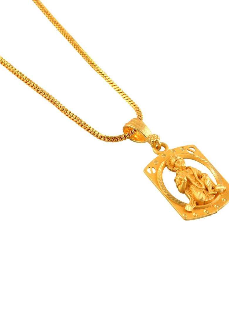 Gold-Plated Geometric Pendants with Chains for Men & Women | Traditional Temple Jewellery for Wedding & Festive Wear | Festive Gift - Indya