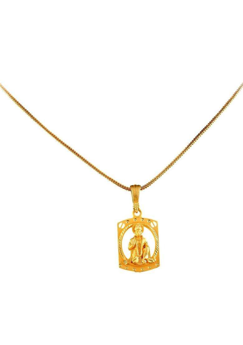 Gold-Plated Geometric Pendants with Chains for Men & Women | Traditional Temple Jewellery for Wedding & Festive Wear | Festive Gift - Indya