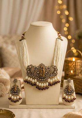 Gold-Plated Temple Necklace with Pearl for Women | Traditional Temple Jewellery for Wedding & Festive Wear | Gift for Her