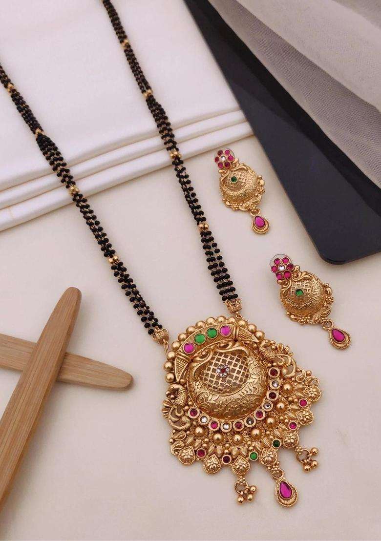 Gold-Plated Temple Necklace and Earrings for Women | Traditional Temple Jewellery for Wedding & Festive Wear | Gift for Her - Indya