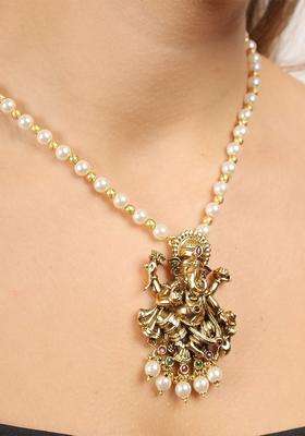 Gold-Plated Artificial Stones Studded & Beaded Temple Jewellery Set for Women | Traditional Temple Jewellery for Wedding & Festive Wear | Gift for Her