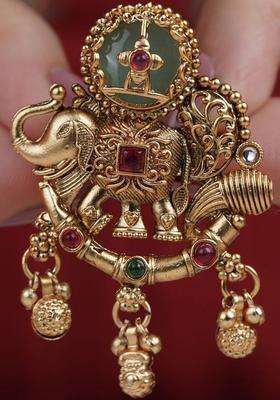 Gold-Plated Stones -Studded Finger Ring for Women | Traditional Temple Jewellery for Wedding & Festive Wear | Gift for Her