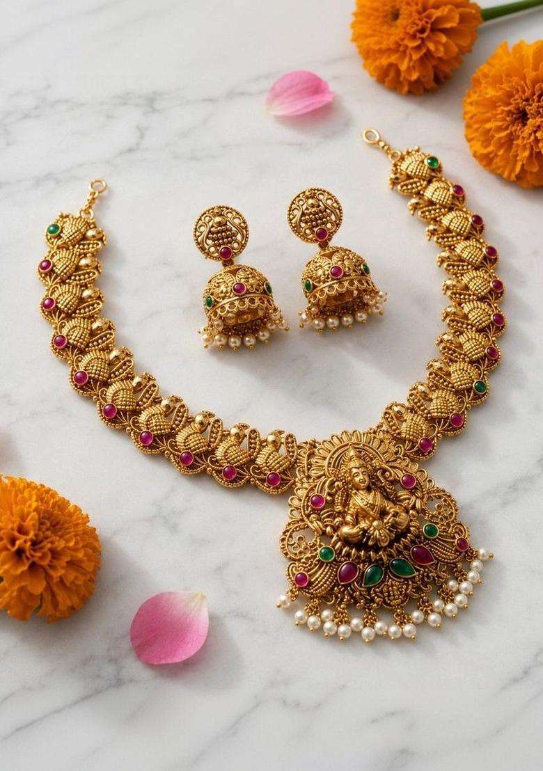 Temple Necklace for Women | Traditional Temple Jewellery for Wedding & Festive Wear | Gift for Her - Indya