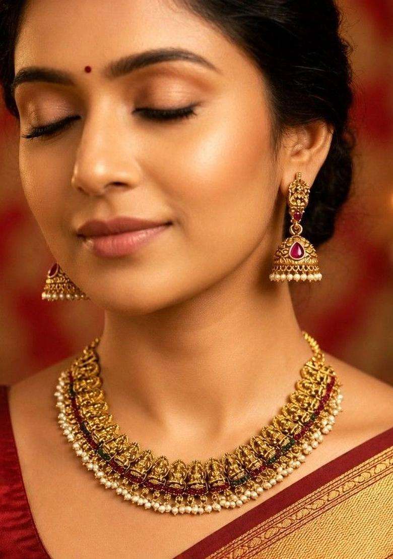 Temple Necklace for Women | Traditional Temple Jewellery for Wedding & Festive Wear | Gift for Her - Indya