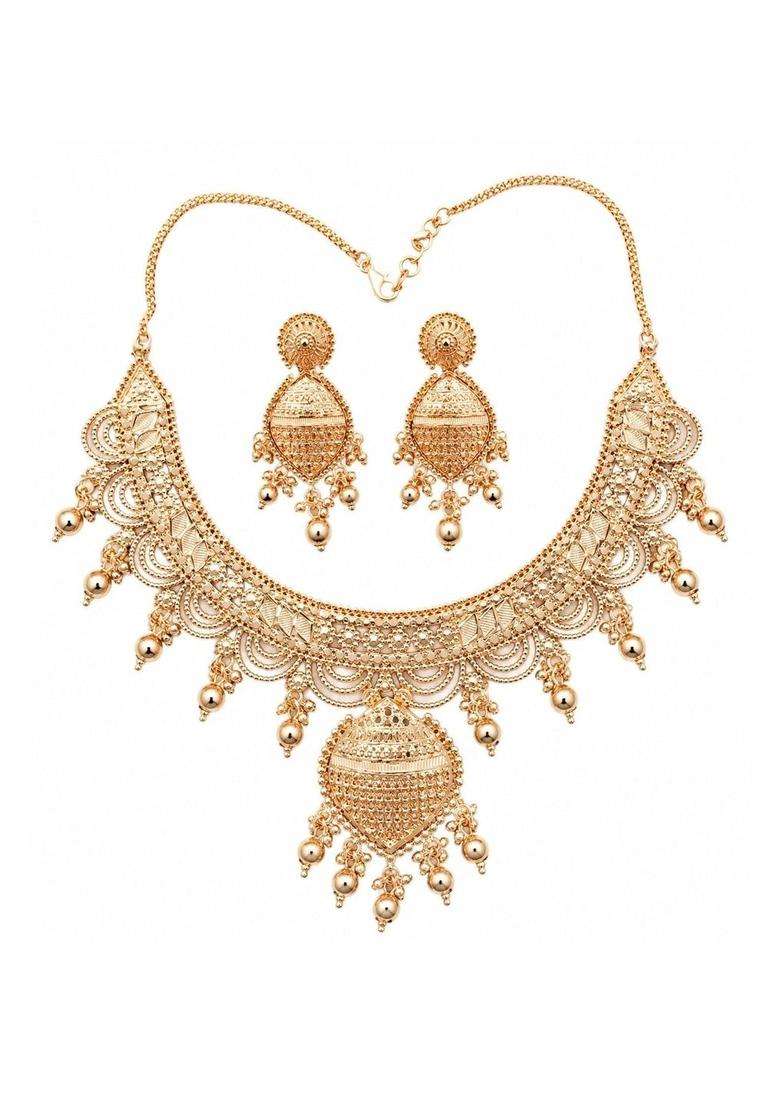 Gold-Plated Temple Necklace for Women | Traditional Temple Jewellery for Wedding & Festive Wear | Gift for Her - Indya