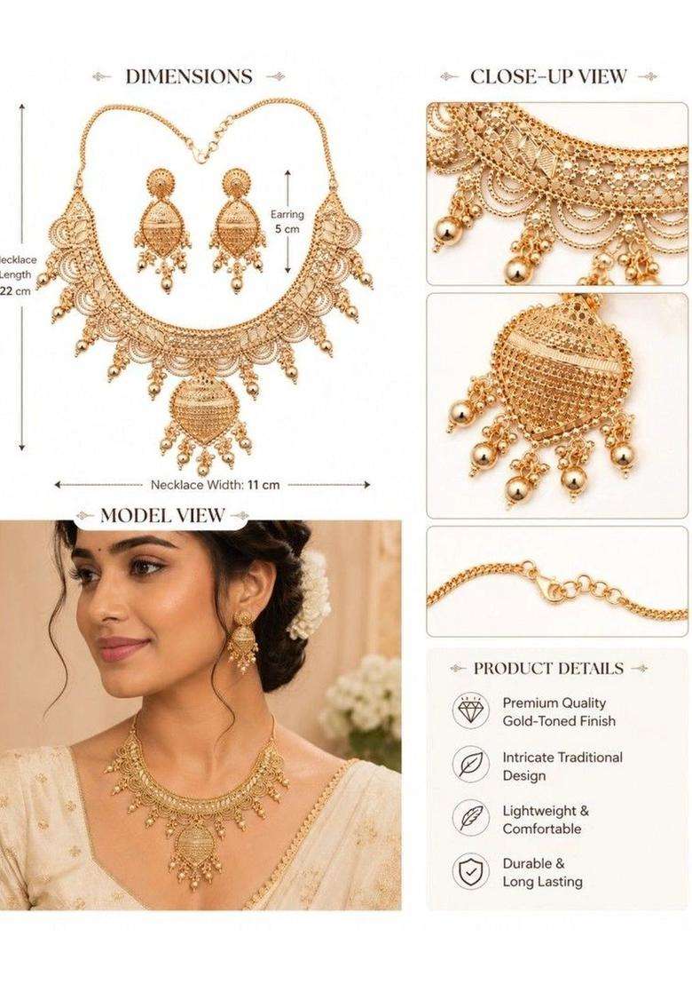 Temple Necklace for Women | Traditional Temple Jewellery for Wedding & Festive Wear | Gift for Her - Indya