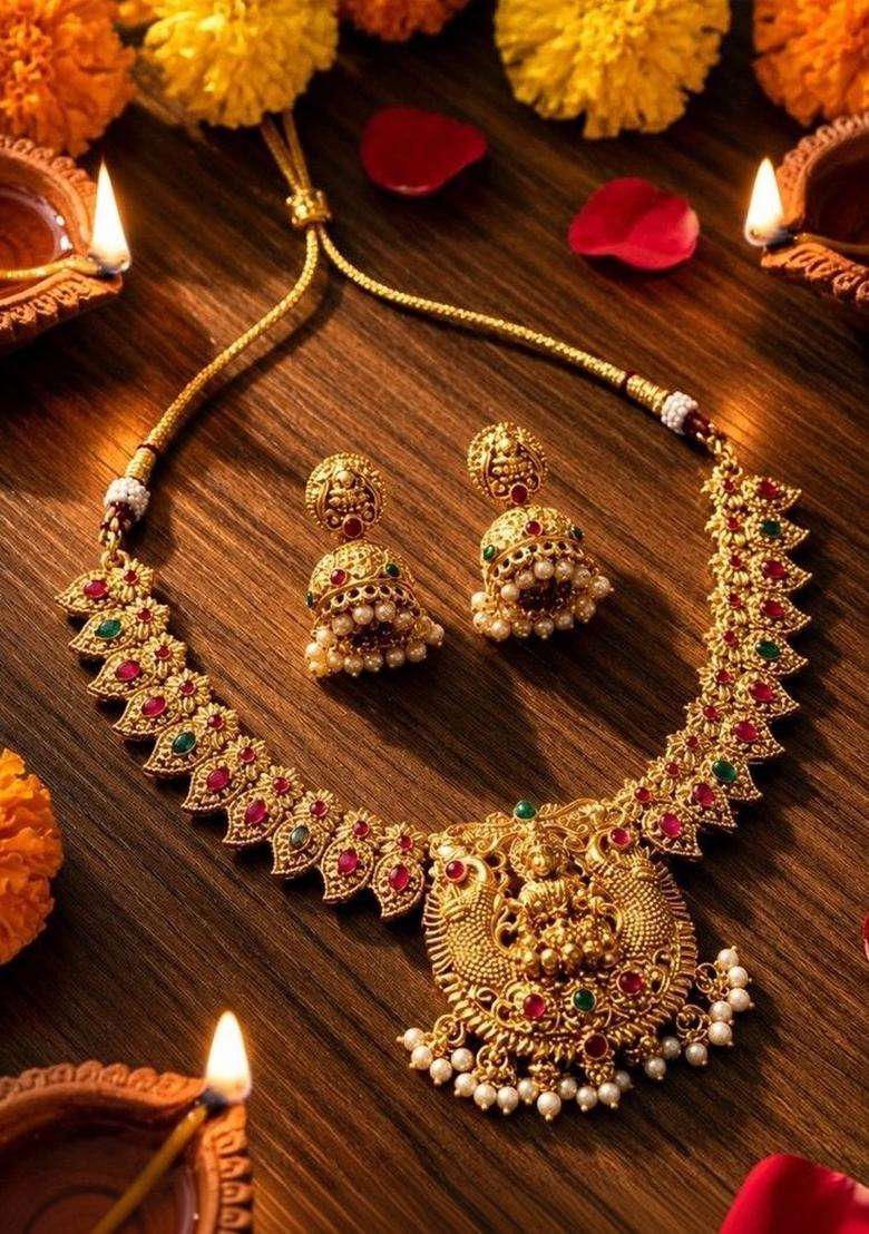 Temple Necklace for Women | Traditional Temple Jewellery for Wedding & Festive Wear | Gift for Her - Indya