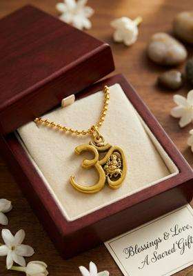 Gold-Plated Oval Pendants with Chains for Men | Traditional Temple Jewellery for Wedding & Festive Wear | Gift for Him