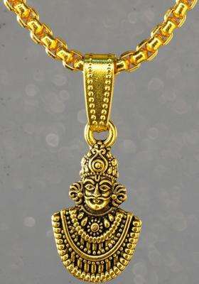Gold-Plated Geometric Pendants with Chains for Men & Women | Traditional Temple Jewellery for Wedding & Festive Wear | Festive Gift