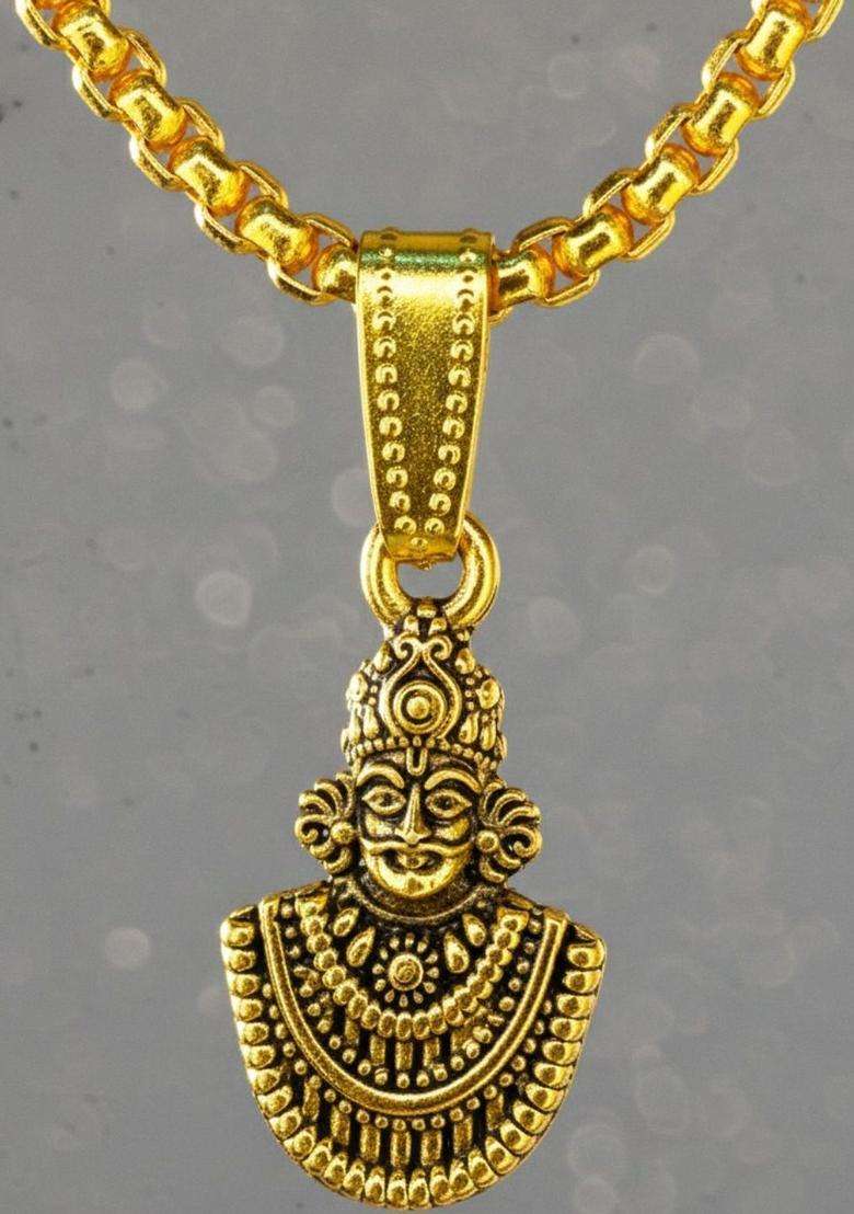 Gold-Plated Geometric Pendants with Chains for Men & Women | Traditional Temple Jewellery for Wedding & Festive Wear | Festive Gift - Indya