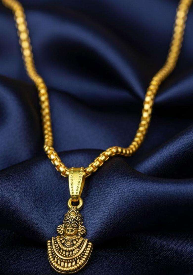 Gold-Plated Geometric Pendants with Chains for Men & Women | Traditional Temple Jewellery for Wedding & Festive Wear | Festive Gift - Indya