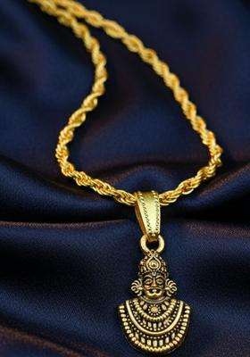 Gold-Plated Geometric Pendants with Chains for Men & Women | Traditional Temple Jewellery for Wedding & Festive Wear | Festive Gift