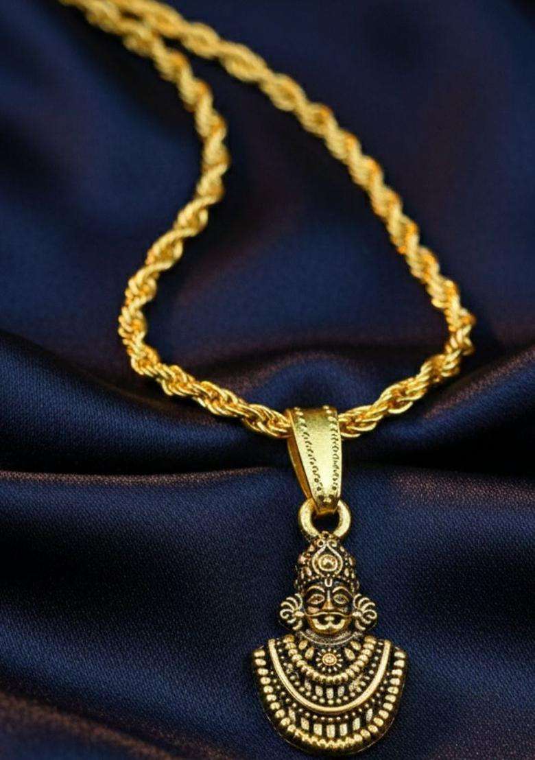 Gold-Plated Geometric Pendants with Chains for Men & Women | Traditional Temple Jewellery for Wedding & Festive Wear | Festive Gift - Indya