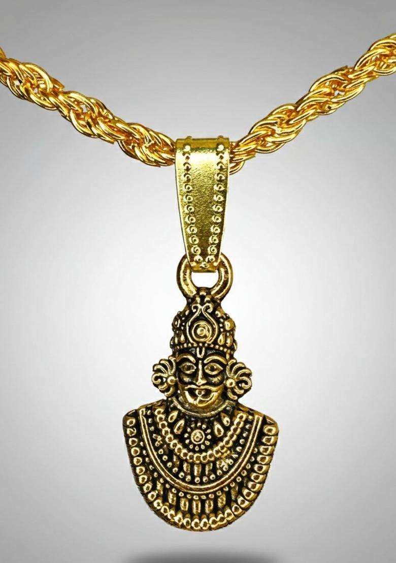 Gold-Plated Geometric Pendants with Chains for Men & Women | Traditional Temple Jewellery for Wedding & Festive Wear | Festive Gift - Indya
