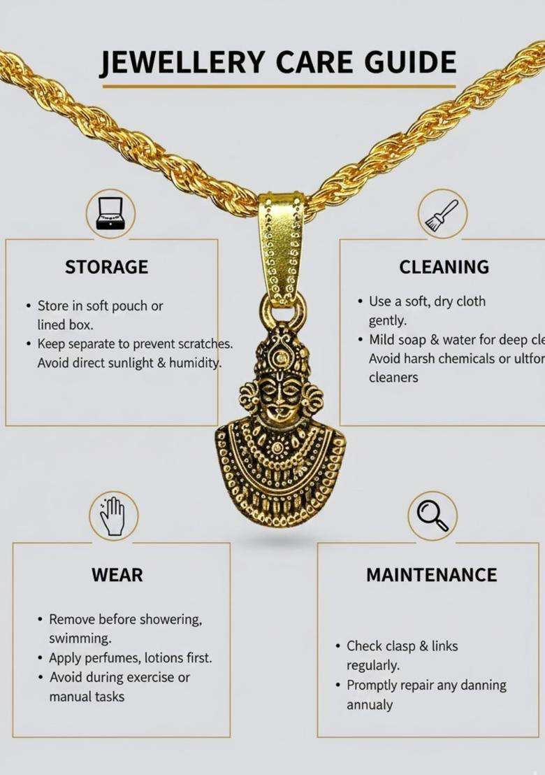 Gold-Plated Geometric Pendants with Chains for Men & Women | Traditional Temple Jewellery for Wedding & Festive Wear | Festive Gift - Indya