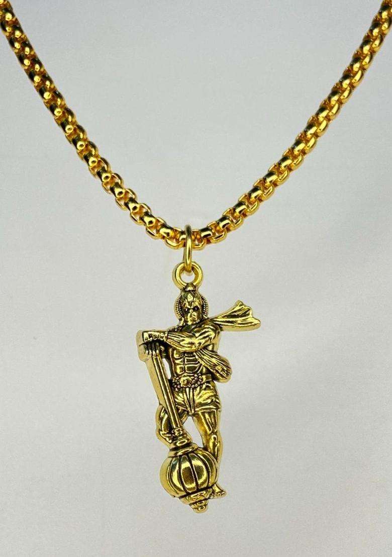 Gold-Plated Square Pendants with Chains for Men & Women | Traditional Temple Jewellery for Wedding & Festive Wear | Festive Gift - Indya