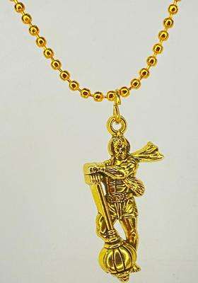 Gold-Plated Temple Hanuman Ji Design Pendant with Chain for Men & Women | Traditional Temple Jewellery for Wedding & Festive Wear | Festive Gift