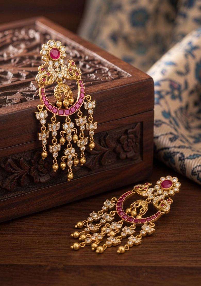 Crescent Shaped Chandbalis Earrings for Women | Traditional Temple Jewellery for Wedding & Festive Wear | Gift for Her - Indya