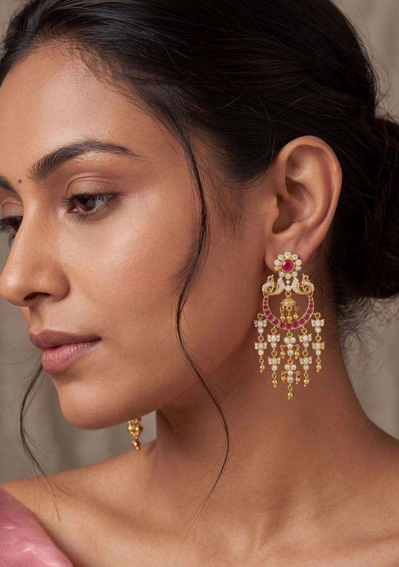 Crescent Shaped Chandbalis Earrings for Women | Traditional Temple Jewellery for Wedding & Festive Wear | Gift for Her - Indya