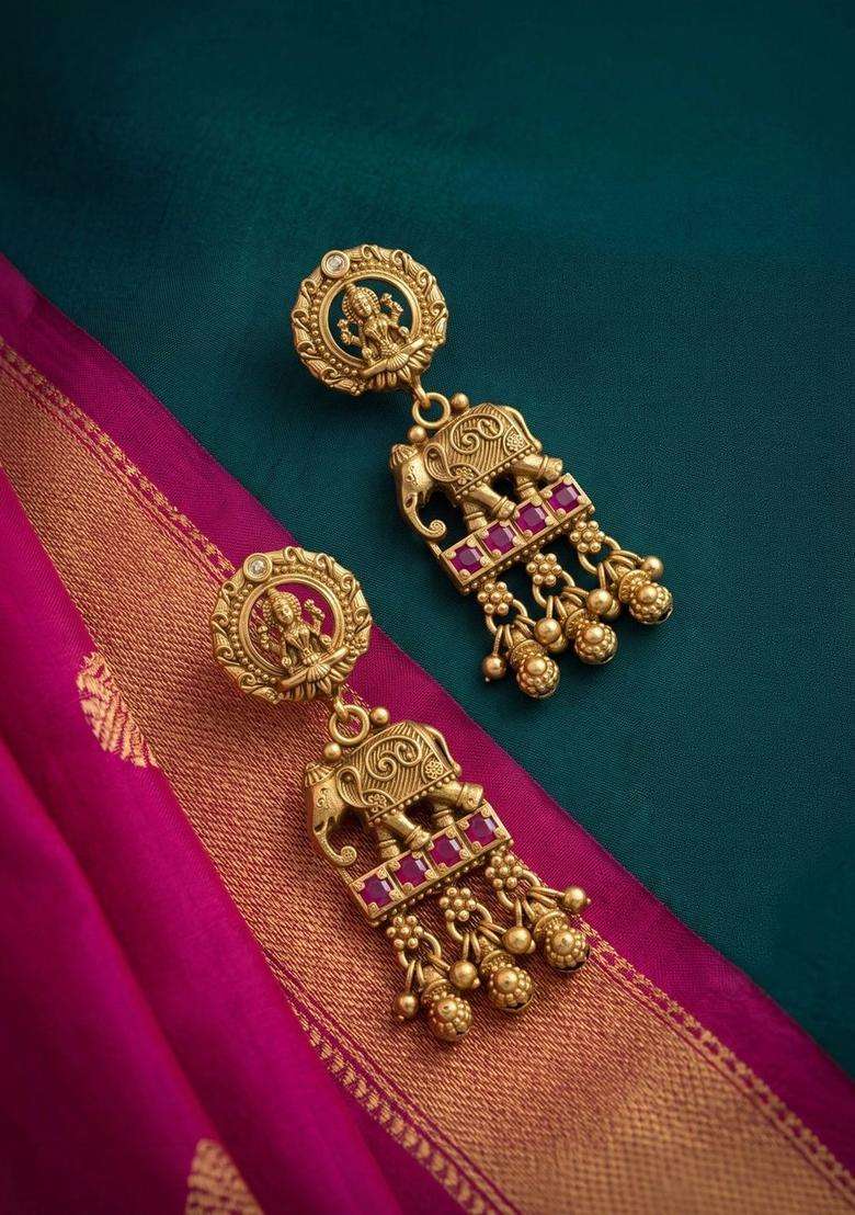 Post and Back Animal Shaped Drop Earrings for Women | Traditional Temple Jewellery for Wedding & Festive Wear | Gift for Her - Indya