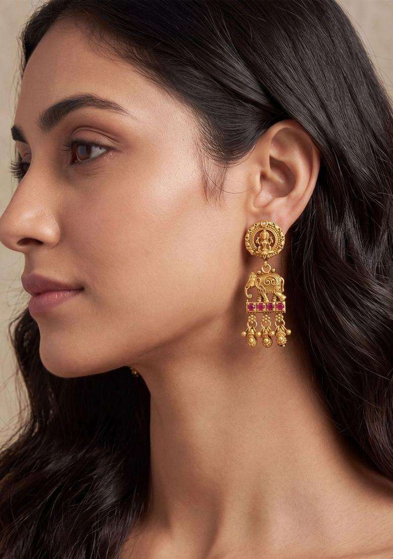 Post and Back Animal Shaped Drop Earrings for Women | Traditional Temple Jewellery for Wedding & Festive Wear | Gift for Her - Indya