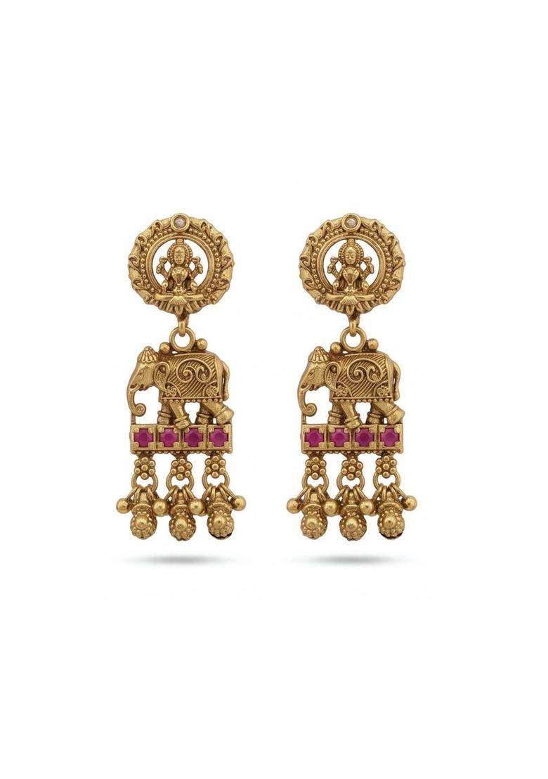 Post and Back Animal Shaped Drop Earrings for Women | Traditional Temple Jewellery for Wedding & Festive Wear | Gift for Her - Indya