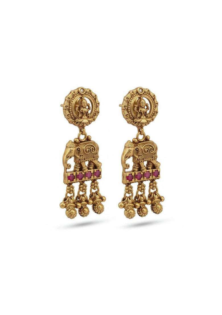 Post and Back Animal Shaped Drop Earrings for Women | Traditional Temple Jewellery for Wedding & Festive Wear | Gift for Her - Indya