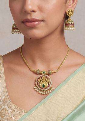 Temple Pearl Necklace and Earrings for Women | Traditional Temple Jewellery for Wedding & Festive Wear | Gift for Her