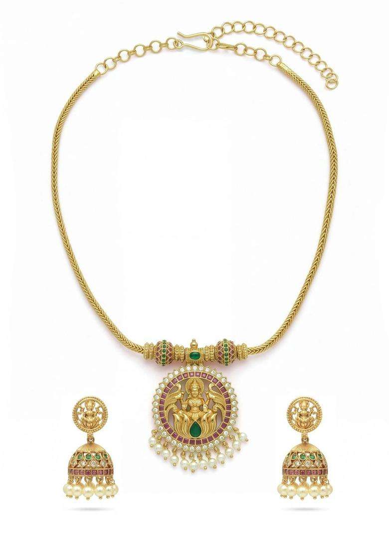 Temple Pearl Necklace and Earrings for Women | Traditional Temple Jewellery for Wedding & Festive Wear | Gift for Her - Indya