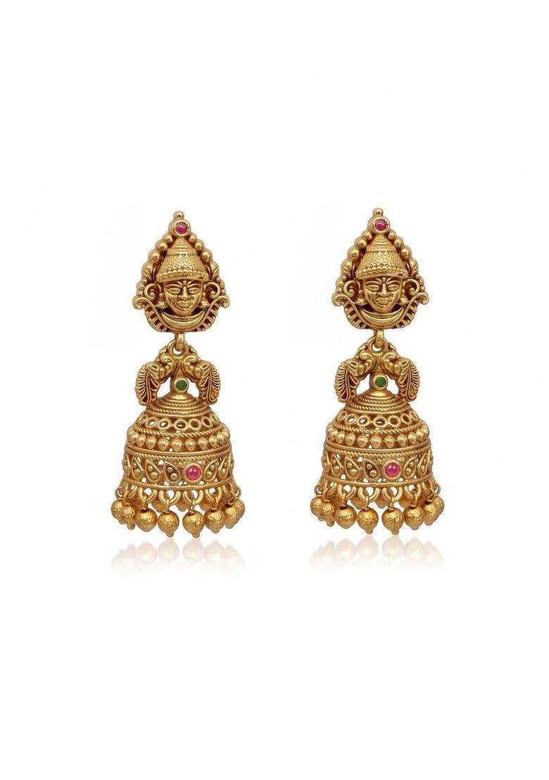 Geometric Jhumkas Earrings for Women | Traditional Temple Jewellery for Wedding & Festive Wear | Gift for Her - Indya