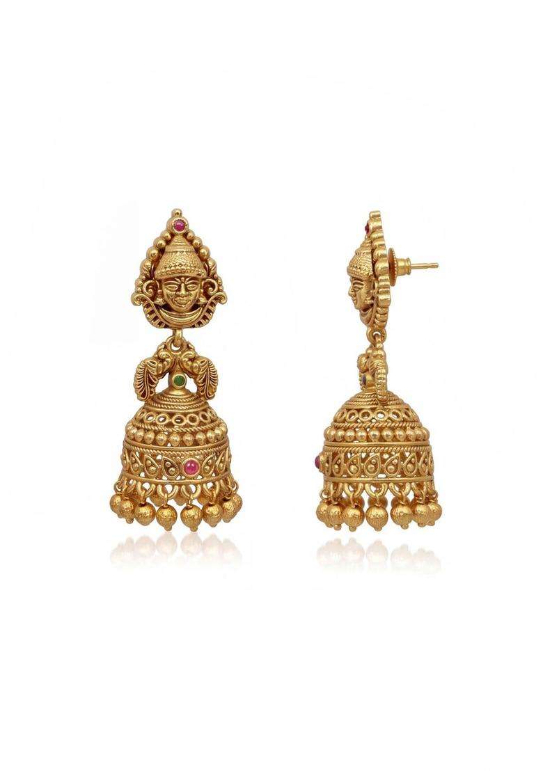 Geometric Jhumkas Earrings for Women | Traditional Temple Jewellery for Wedding & Festive Wear | Gift for Her - Indya