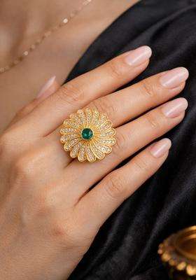 Gold-Plated Kundan & Stone Studded Finger Ring for Women | Fusion Party & Festive Wear | Gift for Her