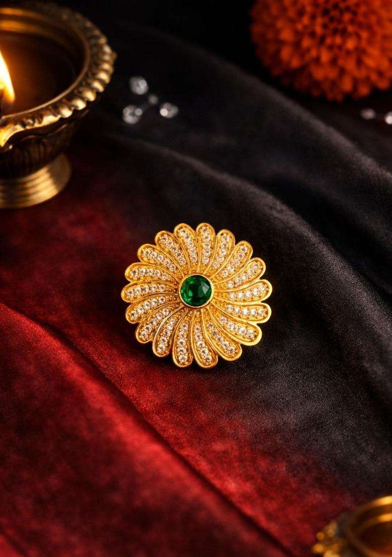 Gold-Plated Kundan & Stone Studded Finger Ring for Women | Fusion Party & Festive Wear | Gift for Her - Indya