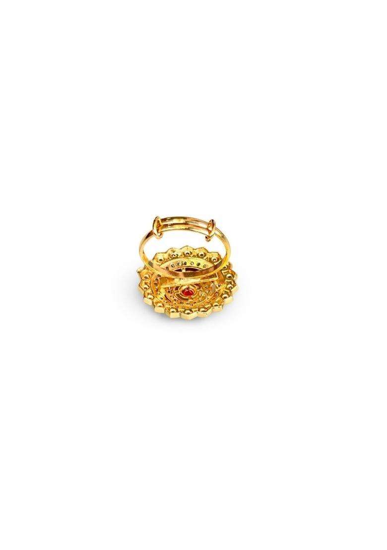 Gold-Plated Kundan & Stone Studded Finger Ring for Women | Fusion Party & Festive Wear | Gift for Her - Indya
