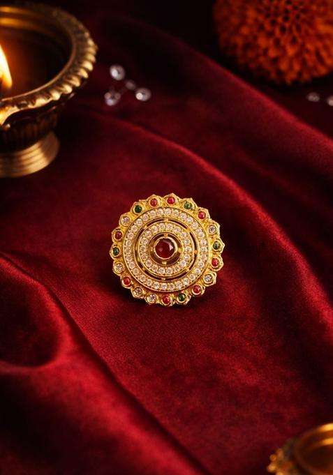 Gold-Plated Kundan & Stone Studded Finger Ring for Women | Fusion Party & Festive Wear | Gift for Her