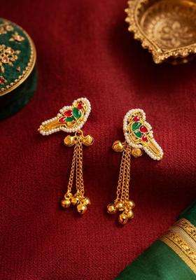 Gold-Plated Animal Shaped Drop Earrings with Kundan for Women | Traditional Temple Jewellery for Wedding & Festive Wear | Gift for Her