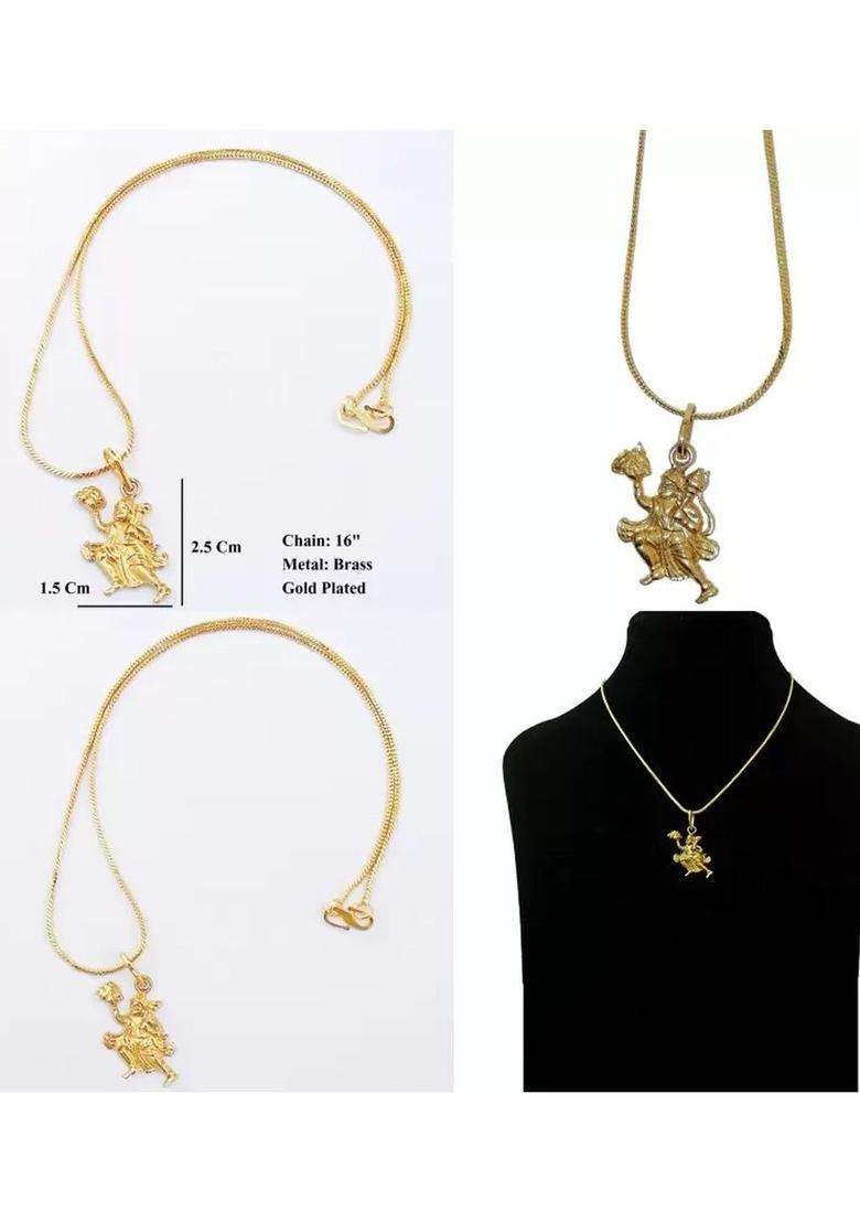 Gold-Plated Geometric Pendants with Chains for Women | Traditional Temple Jewellery for Wedding & Festive Wear | Gift for Her - Indya