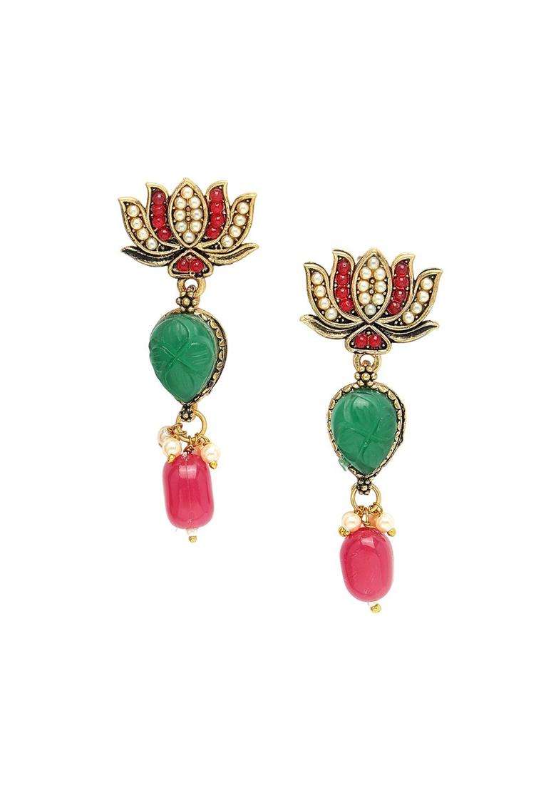 Gold-Plated Kundan-Studded & Beaded Jewellery Set for Women | Traditional Temple Jewellery for Wedding & Festive Wear | Gift for Her - Indya