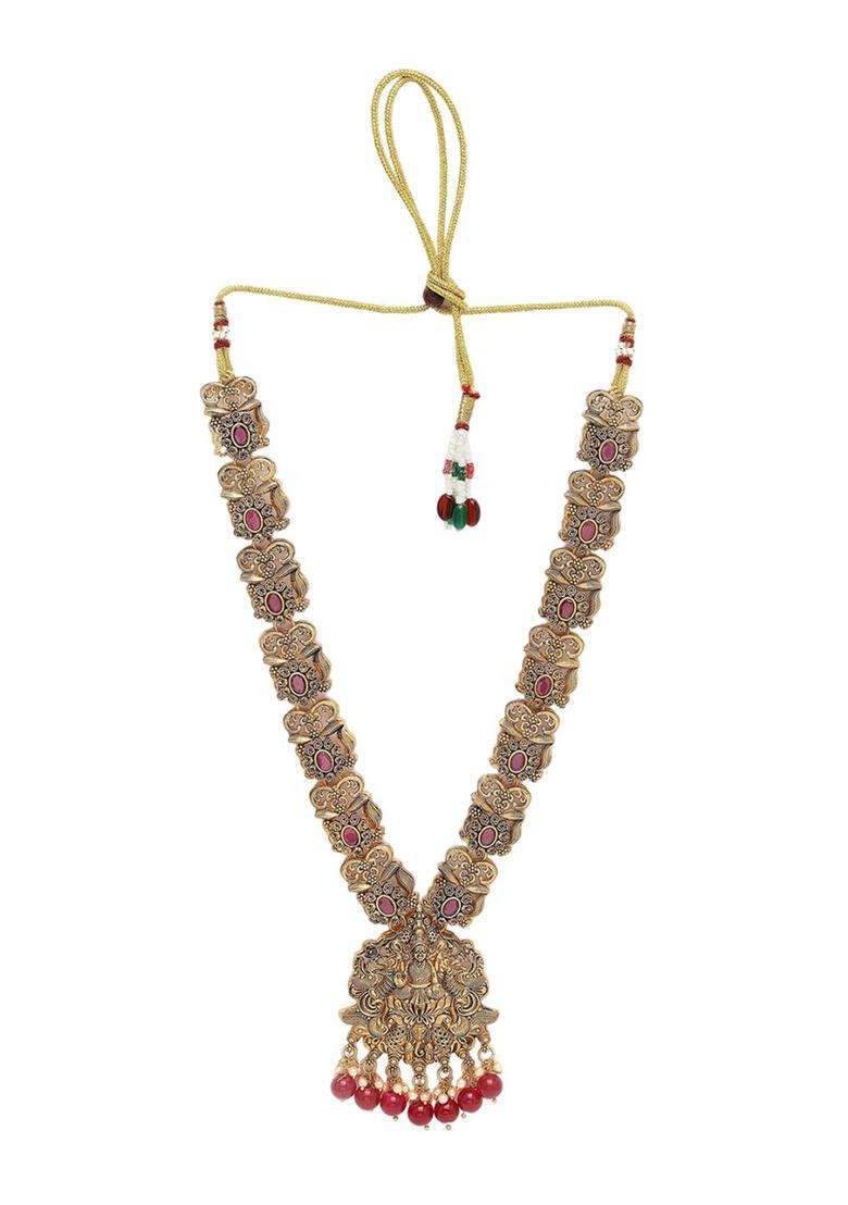 Gold-Plated Kundan-Studded & Beaded Jewellery Set for Women | Traditional Temple Jewellery for Wedding & Festive Wear | Gift for Her - Indya