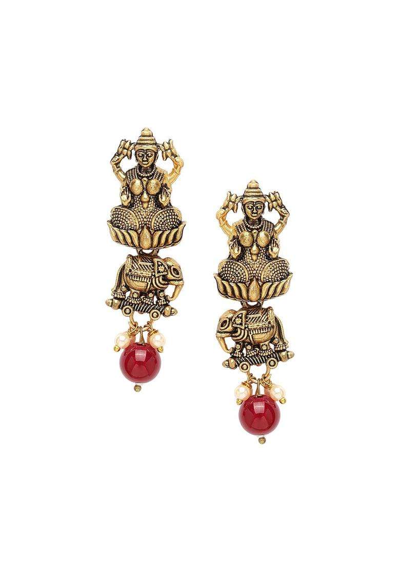 Gold-Plated Kundan-Studded & Beaded Jewellery Set for Women | Traditional Temple Jewellery for Wedding & Festive Wear | Gift for Her - Indya
