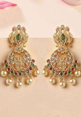 Gold-Plated Drop Traditional Earrings for Women | Traditional Temple Jewellery for Wedding & Festive Wear | Gift for Her