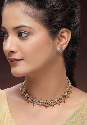 Gold-Plated Stone Studded Goddess Laxmi Mata Coin Temple Jewellery Set for Women | Traditional Temple Jewellery for Wedding & Festive Wear | Gift for Her
