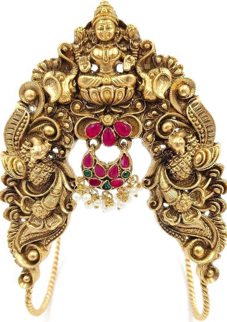 Kundan Temple Gold-Plated Armlet Bracelet for Women | Traditional Temple Jewellery for Wedding & Festive Wear | Gift for Her - Indya