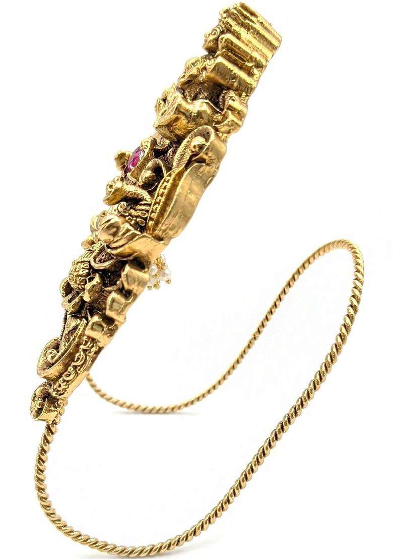 Kundan Temple Gold-Plated Armlet Bracelet for Women | Traditional Temple Jewellery for Wedding & Festive Wear | Gift for Her - Indya